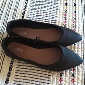 Black Matte Faux Leather Pointy Flats